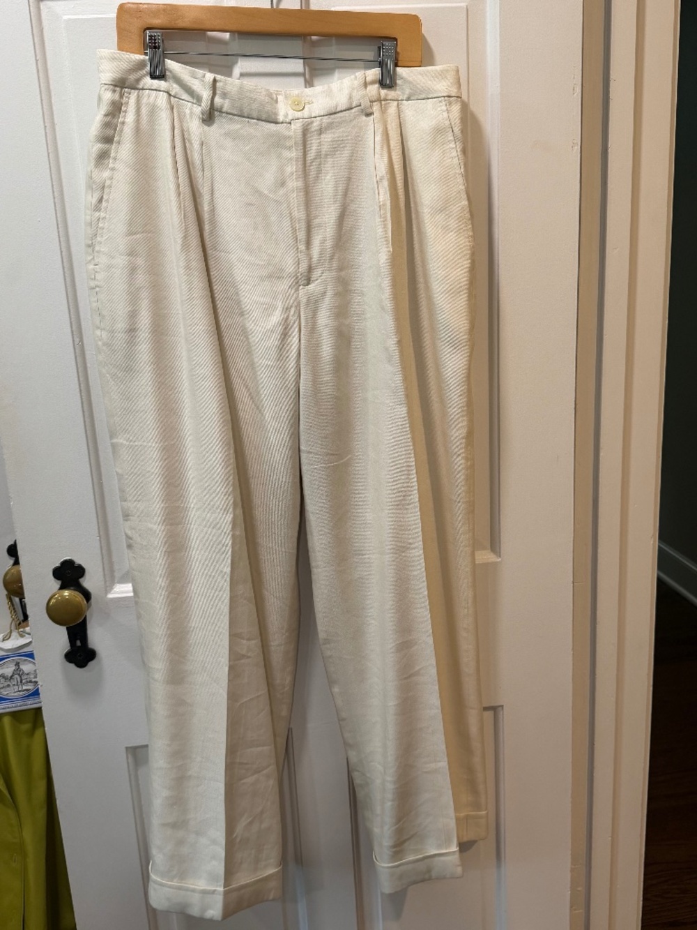 Ralph Lauren Ivory Linen Blend Lined Trousers